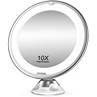 BEAUTURAL Espejo de Baño Mujer- Espejo Maquillaje con luz LED Aumento 10X- con Rótulo Giratorio Ajustable y Ventosa-a…